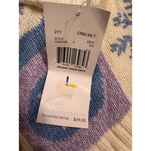 NWT Vtg Villager Sport Women's Sequin Snowflake Button Front Sweater Size L - Picture 3 of 5